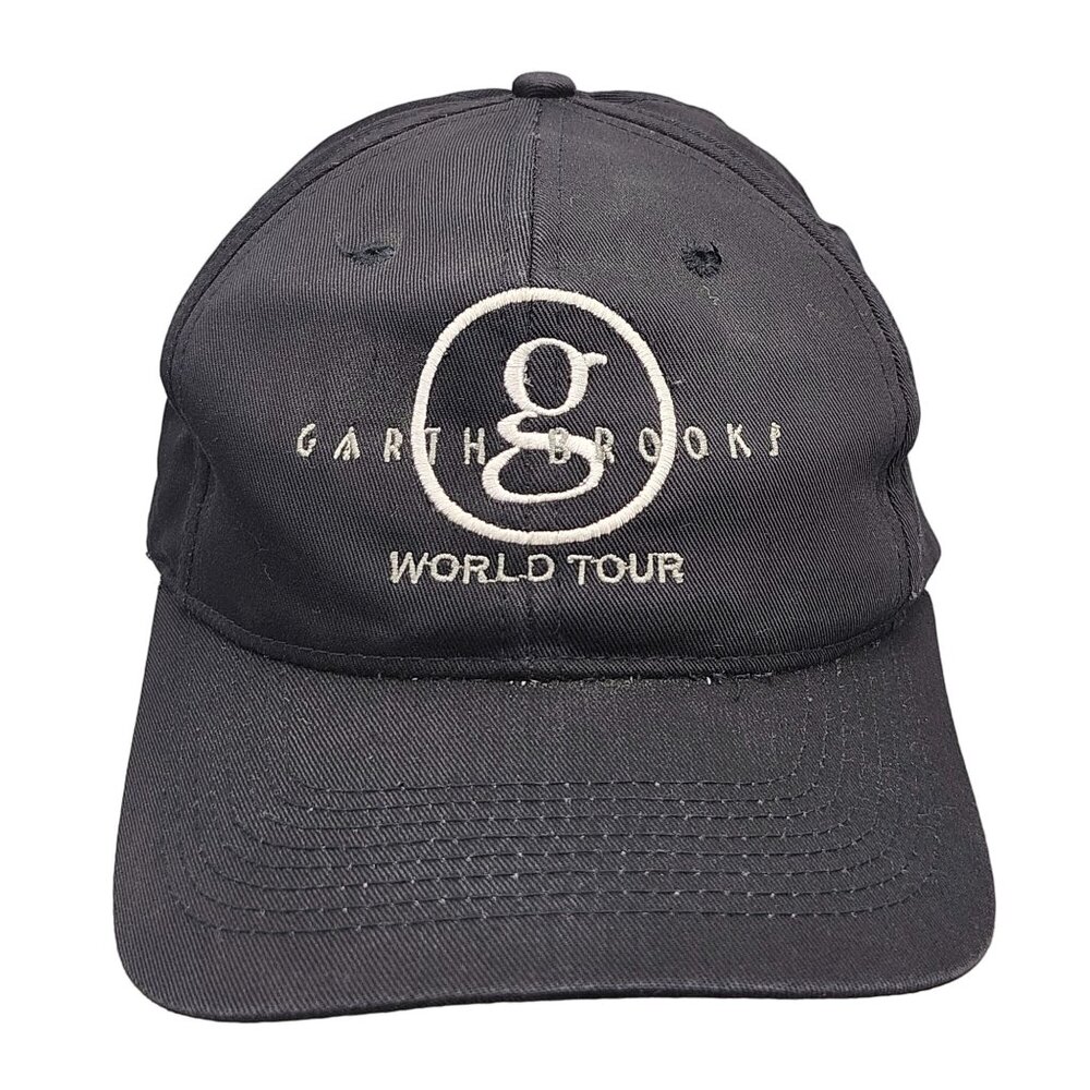 Garth Brooks World Tour Embroidered Black Strapback Cap Hat Country Music